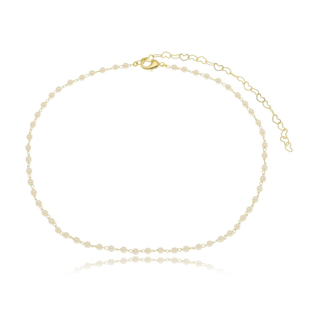 Choker Isis com micro pérolas banhado a ouro 18k 