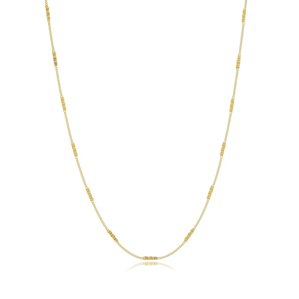 Colar minimalista médio com corrente de chapa ondulada folheada a ouro 18k  