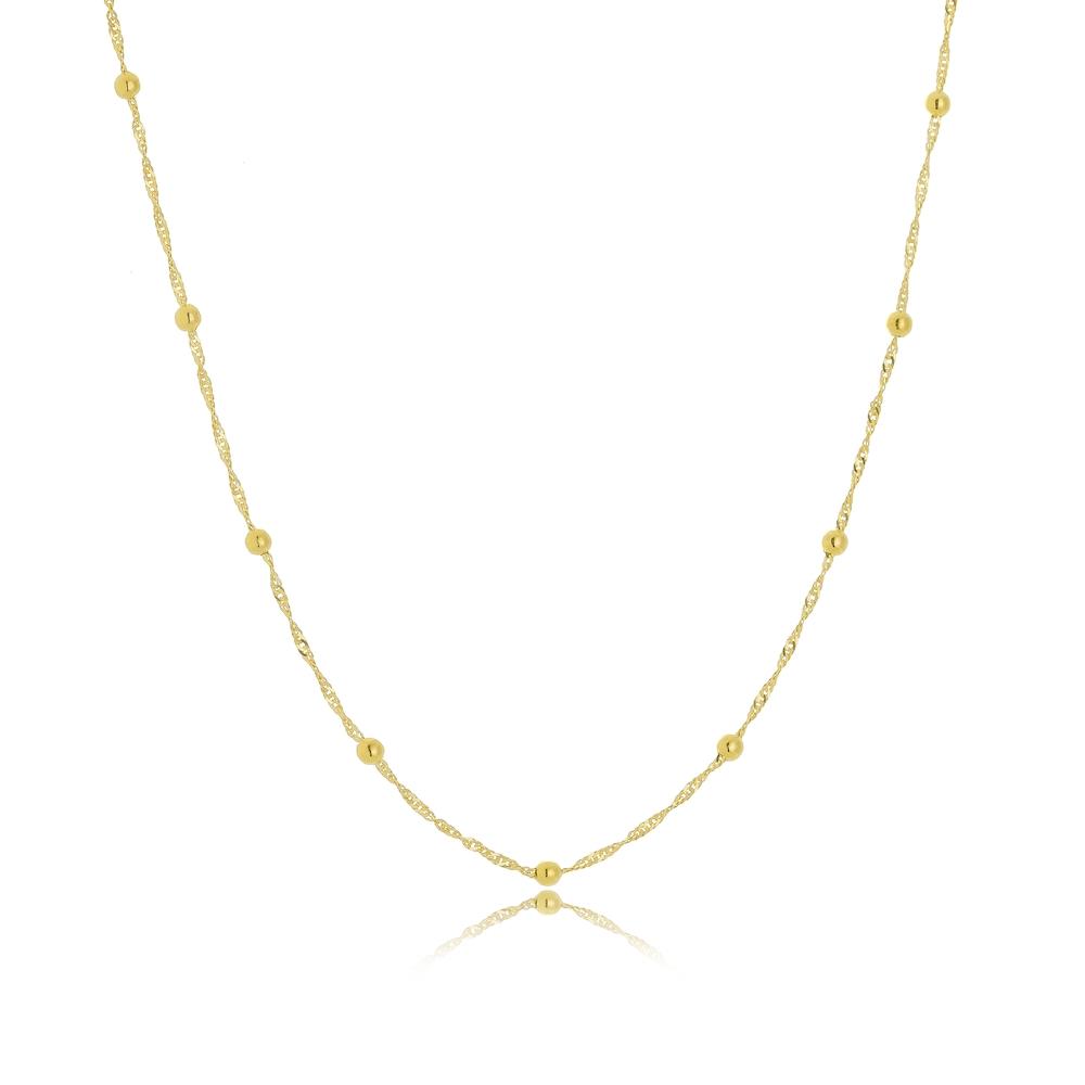 Choker minimalista com micros bolinhas folheada a ouro 18k 