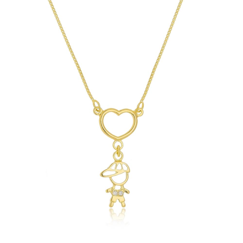 Colar canga personalizado com um pingente banhado a ouro 18k