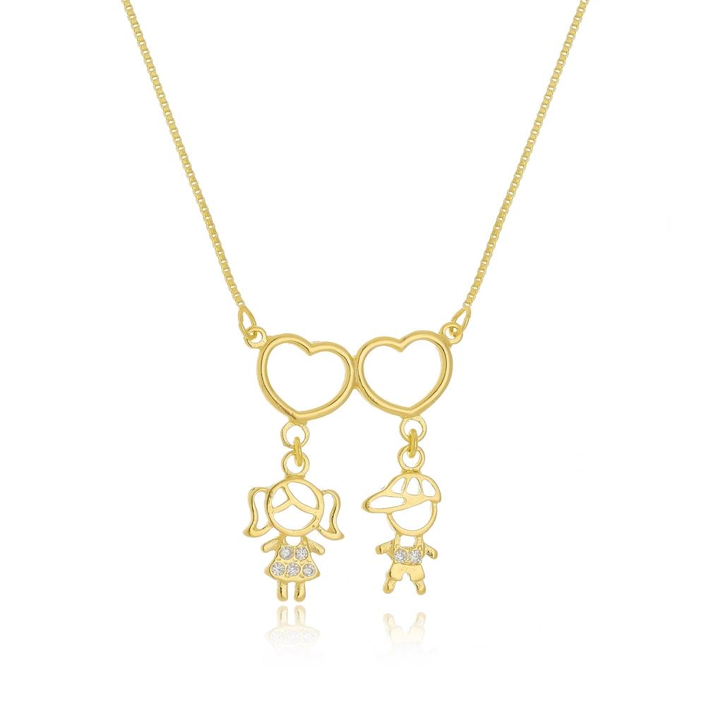  Colar canga personalizado com pingentes folheado a ouro 18k