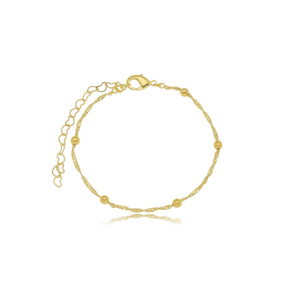 Pulseira com micro bolinhas banhada a ouro 18k 