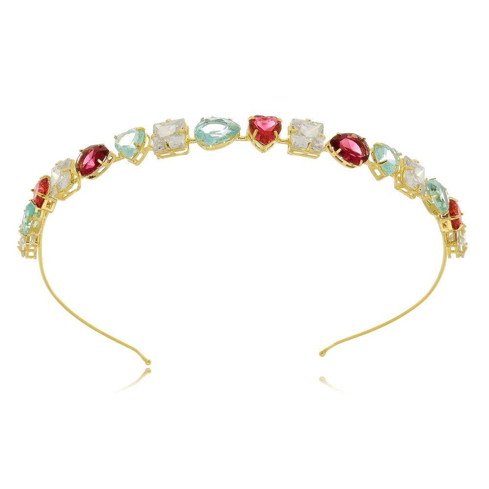Tiara com zircônia folheada a ouro 18k
