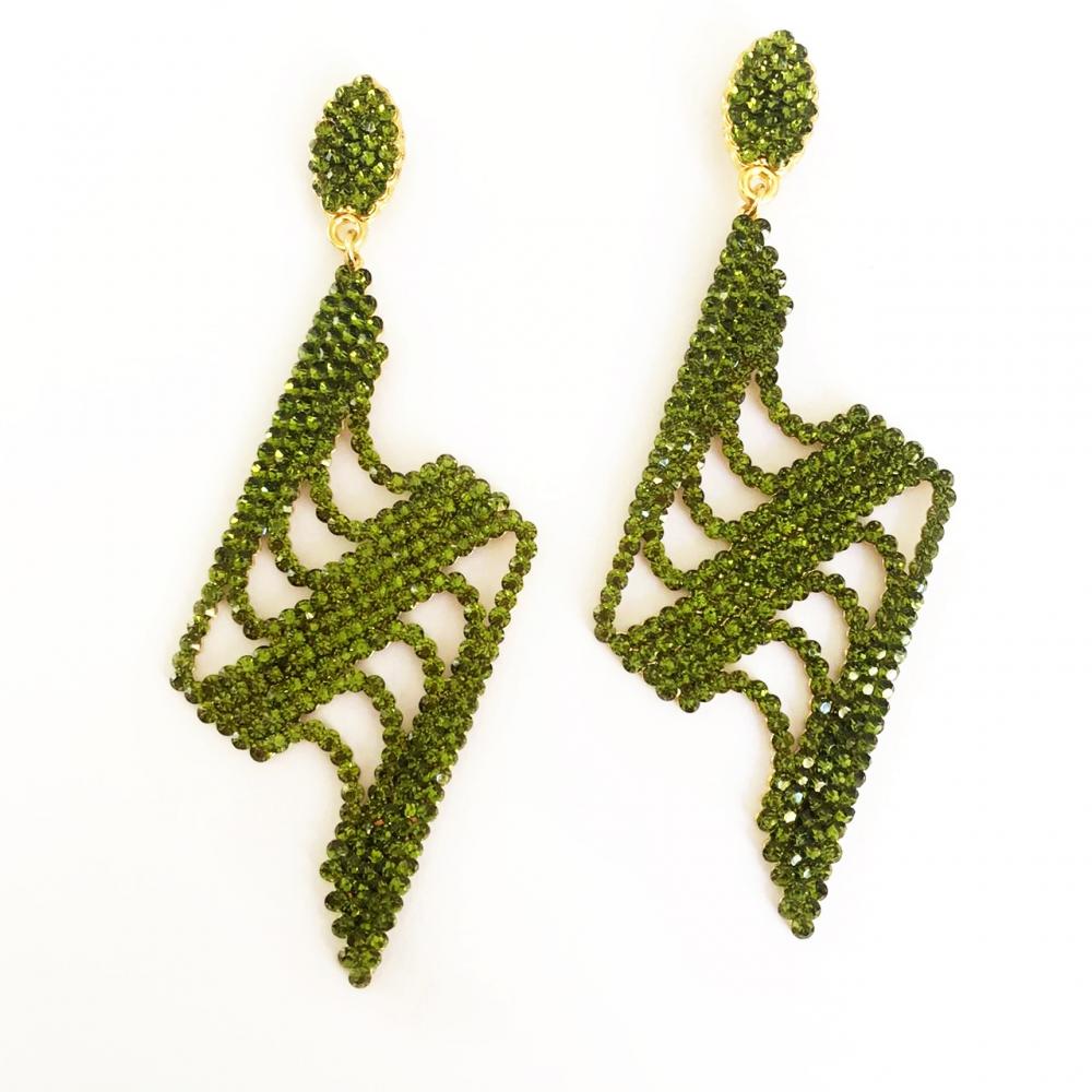 Brinco de strass de festa folheado a ouro 18k