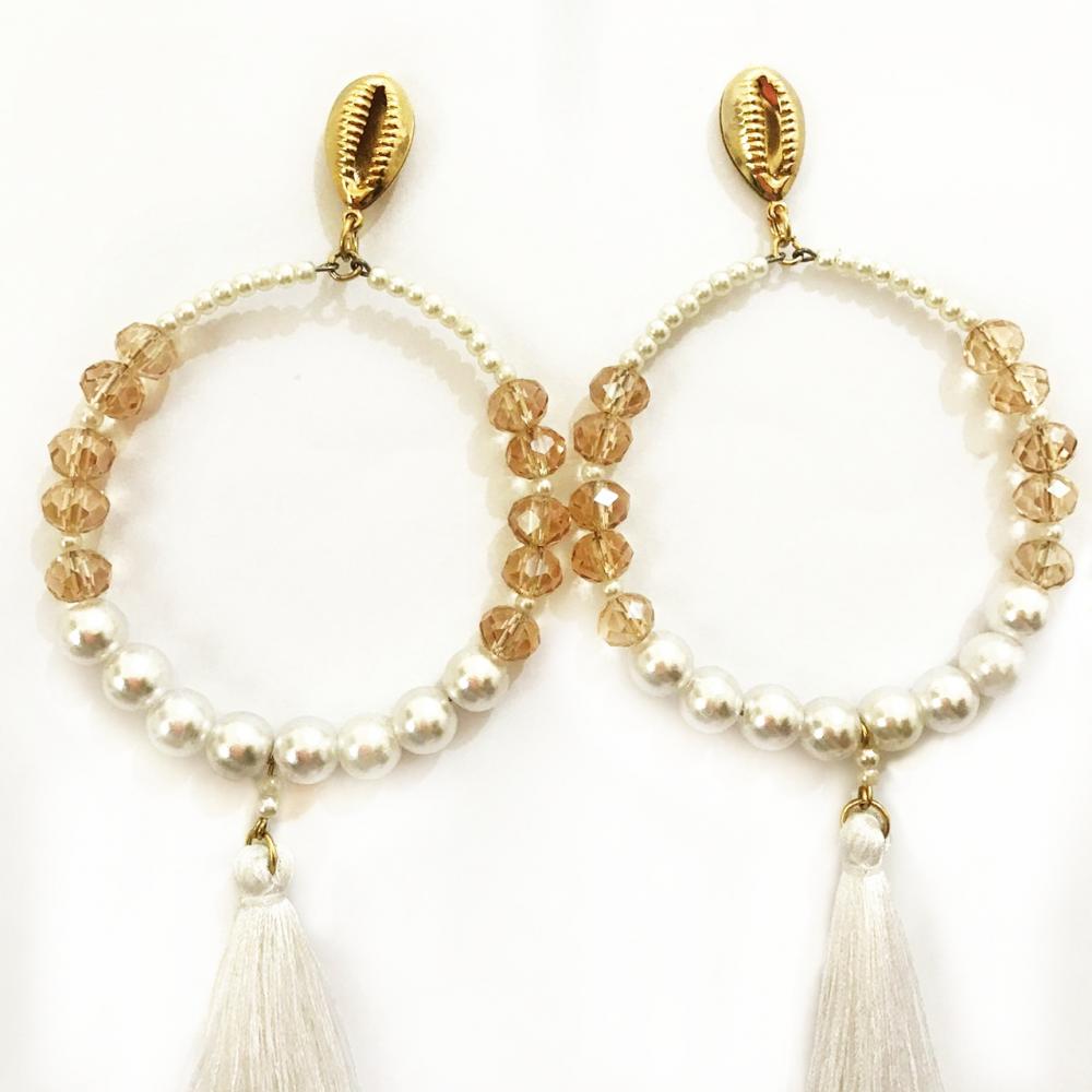 Brinco de argola com franja folheado a ouro 18k 
