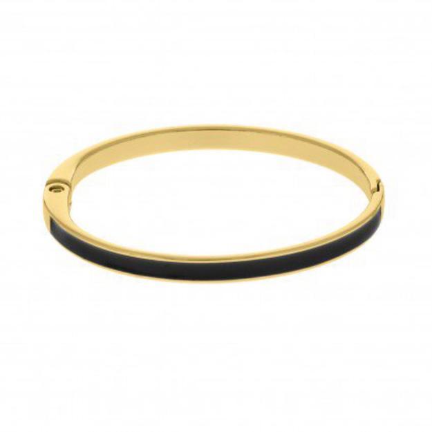 Pulseira bracelete resinado cor preta folheado a ouro 18k