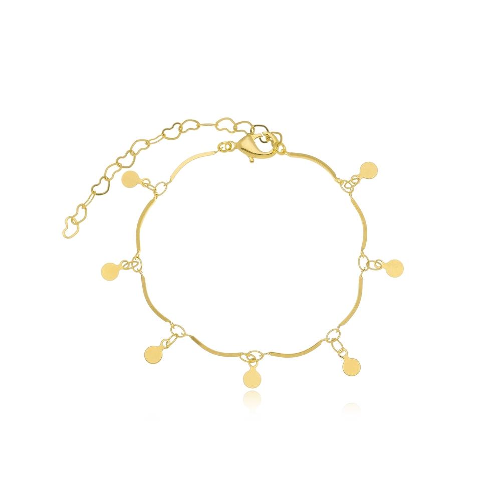 Pulseira minimalista com palitos e pingentes banhada a ouro 18k