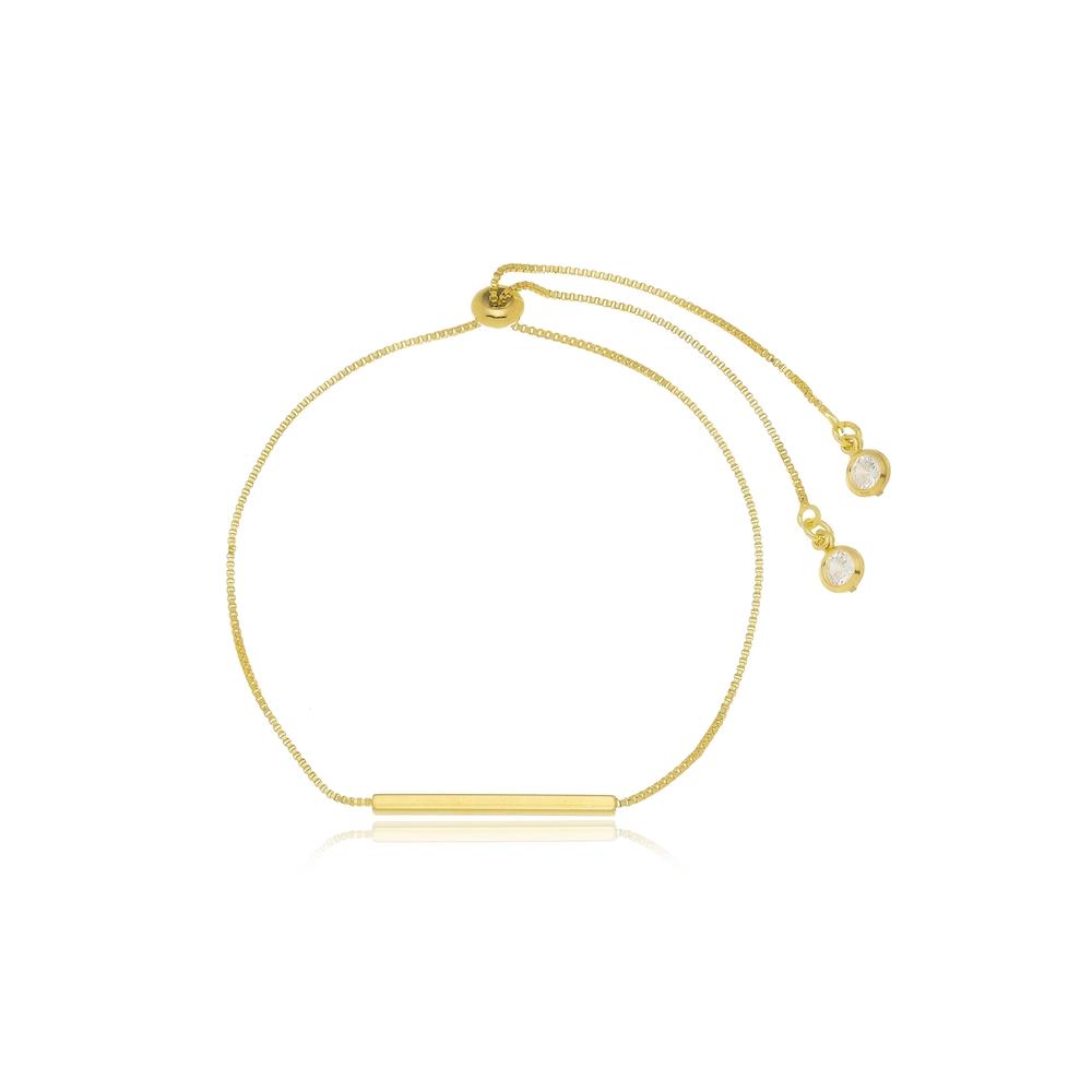 Pulseira minimalista regulável folheado a ouro 18k 