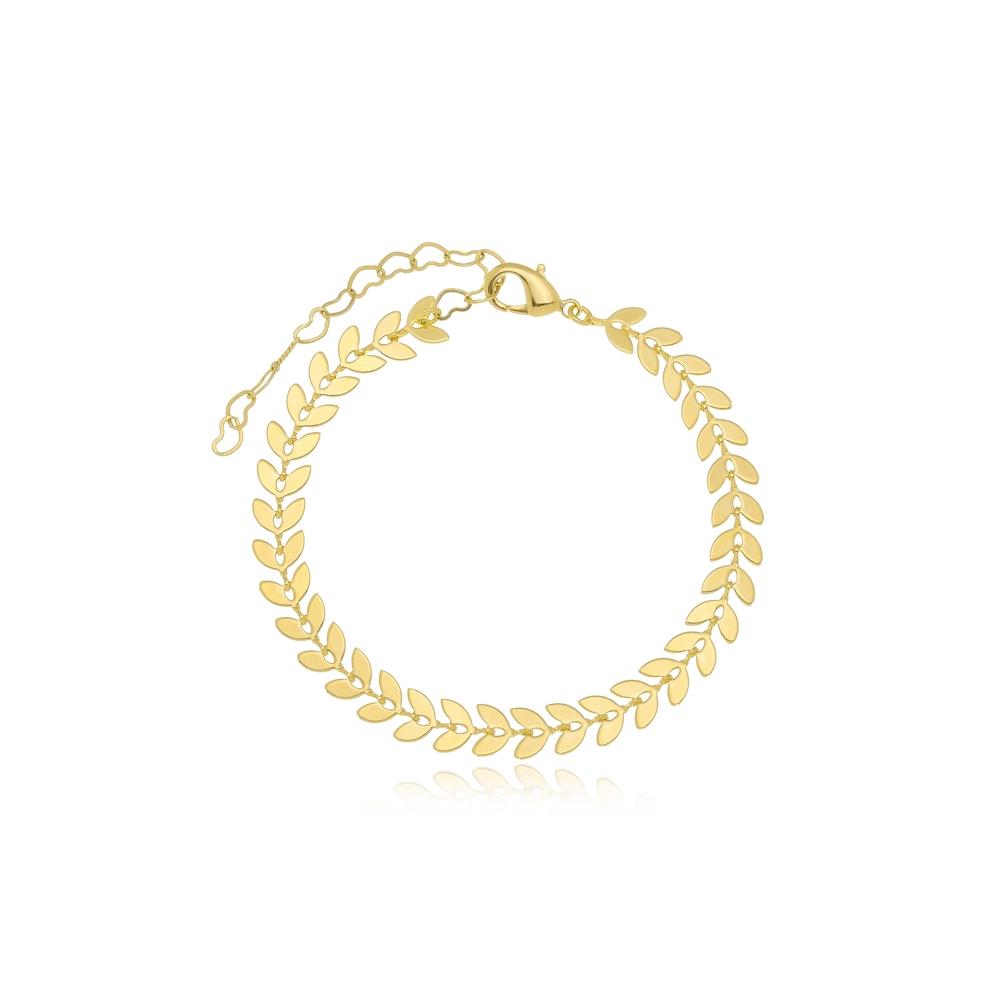 Pulseira de folha escama banhada a ouro 18k