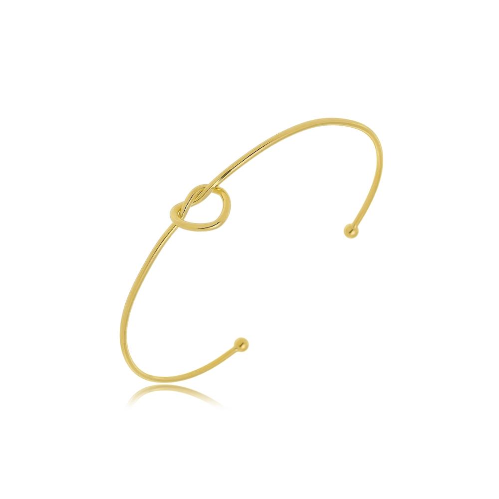 Bracelete minimalista de nó coração folheado a ouro 18k