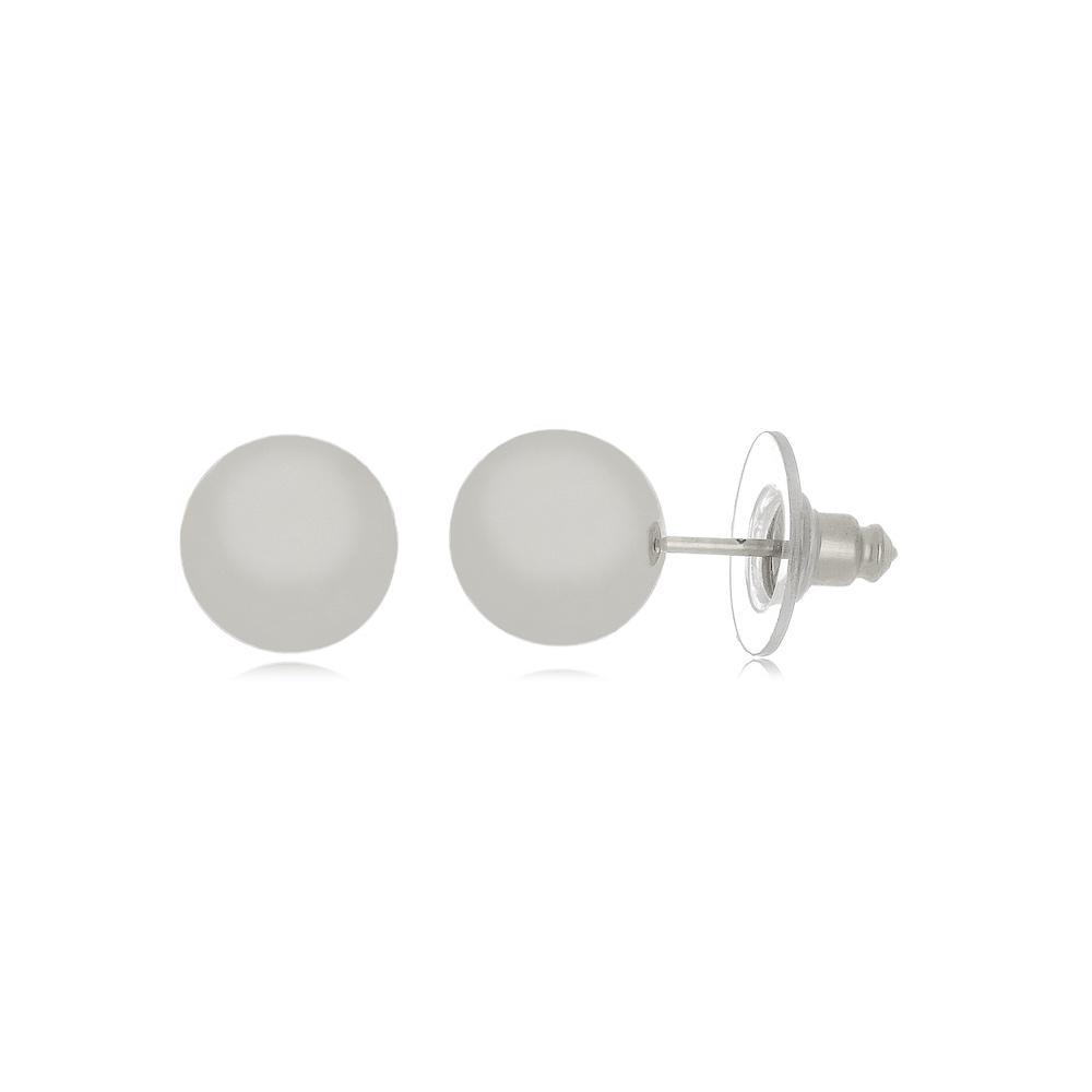 Brinco de bola médio na cor prata ródio branco 
