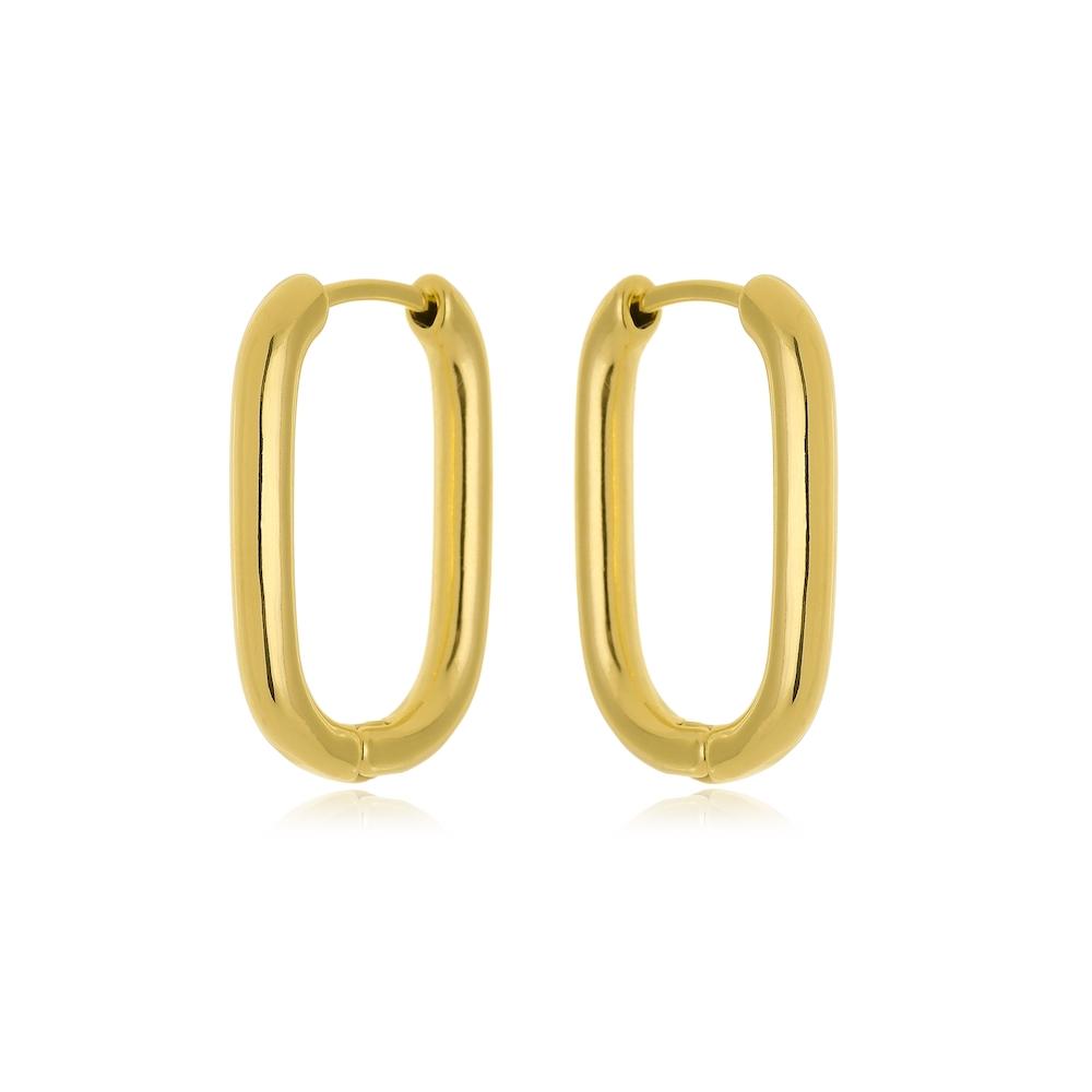  Argola com formato oval folheada a ouro 18k