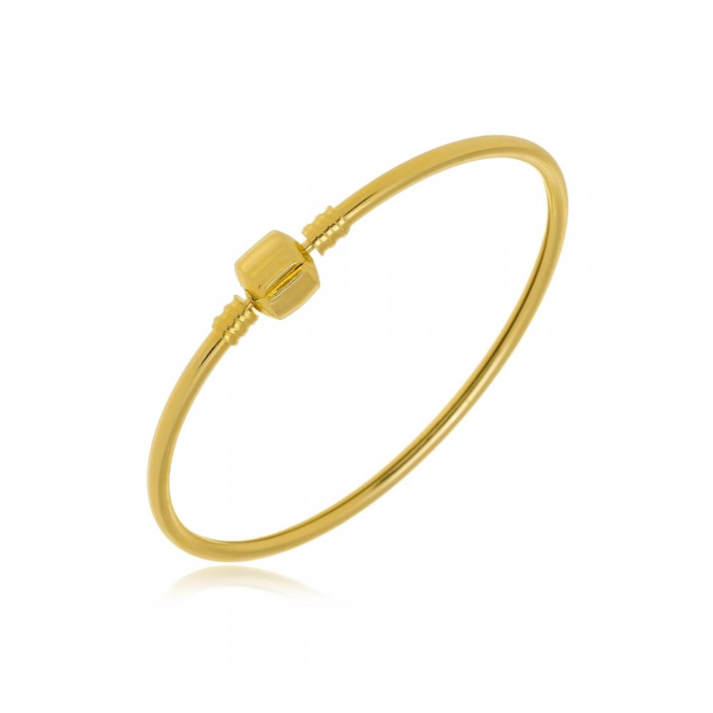Pulseira  bracelete de aro liso banhada a ouro 18k