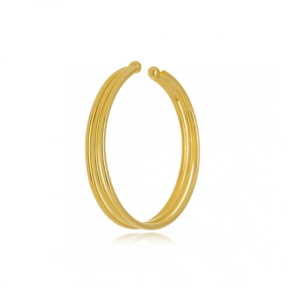  Piercing fake argola grande com fendas folheado a ouro 18k 