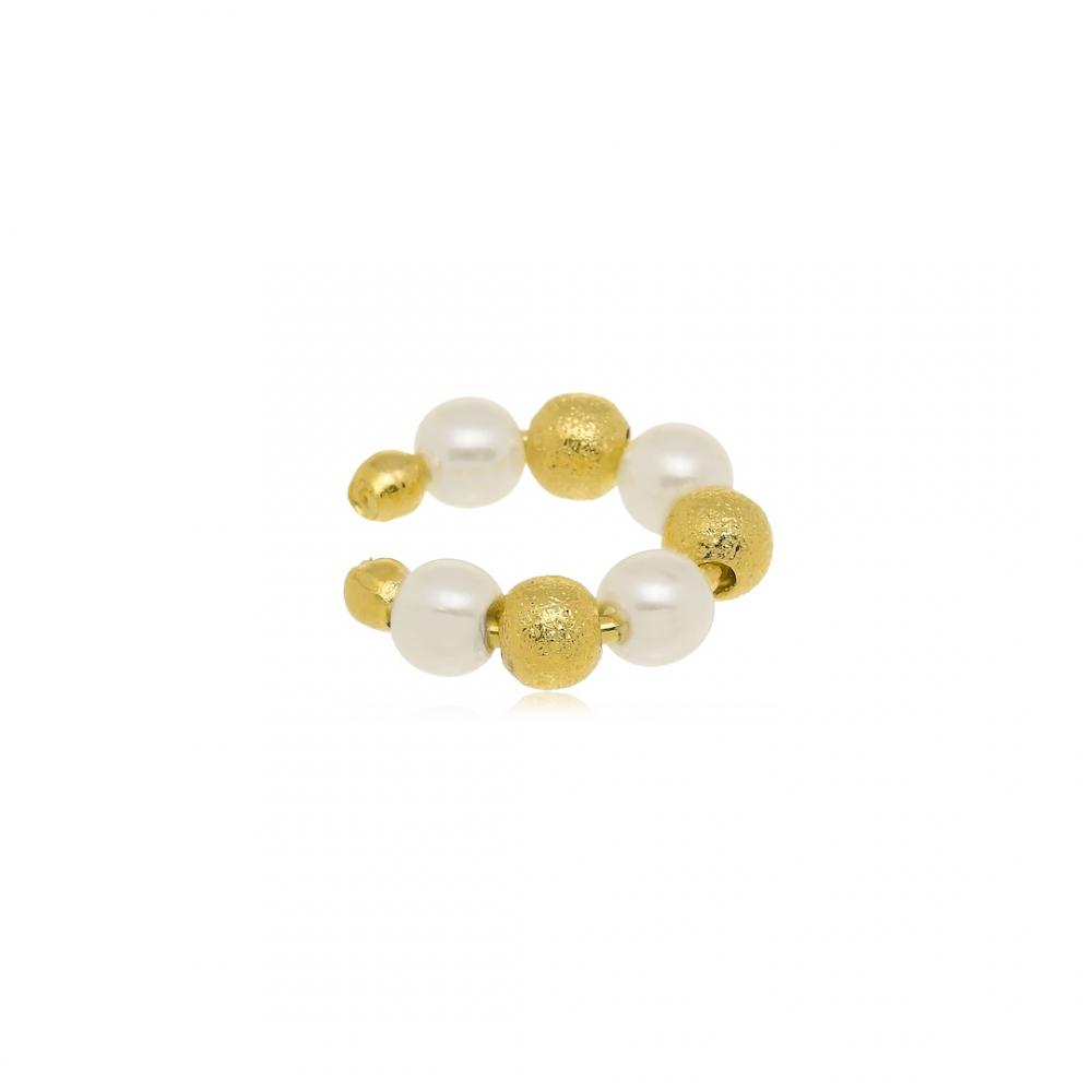  Piercing fake de pressão com mini bolinhas douradas e de pérola folheado a ouro 18k 