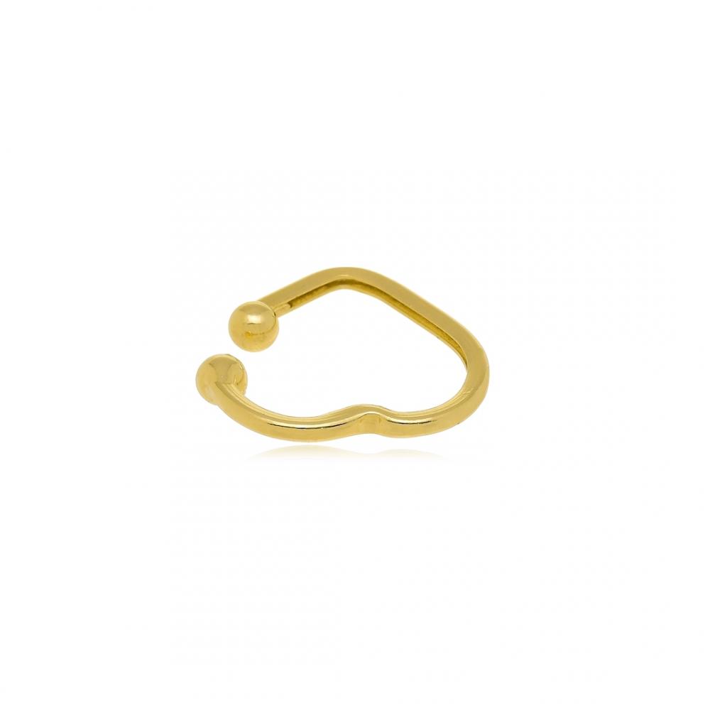  Piercing fake de pressão com formato de coração folheado a ouro 18k 