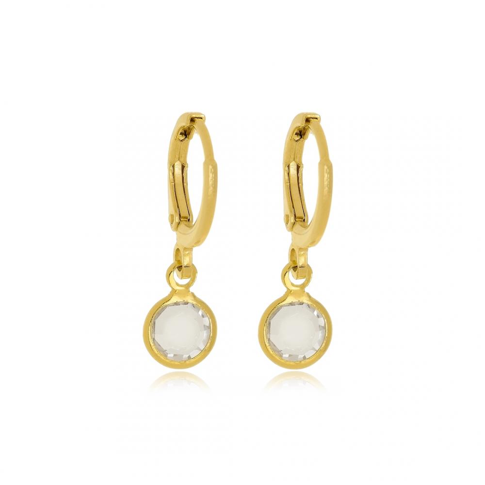 Argola click com pingente de ponto de luz folheado a ouro 18k