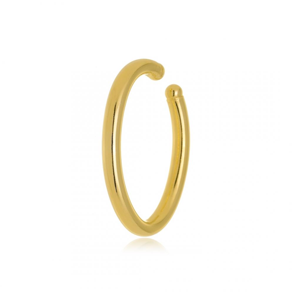 Brinco piercing fake grande oval banhado a ouro 18k