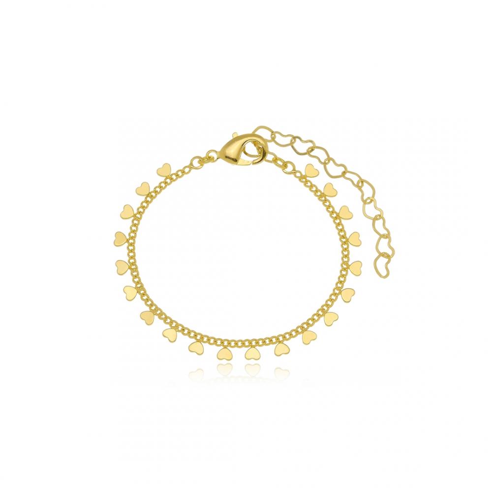 Pulseira de coração infantil banhada a ouro 18k 