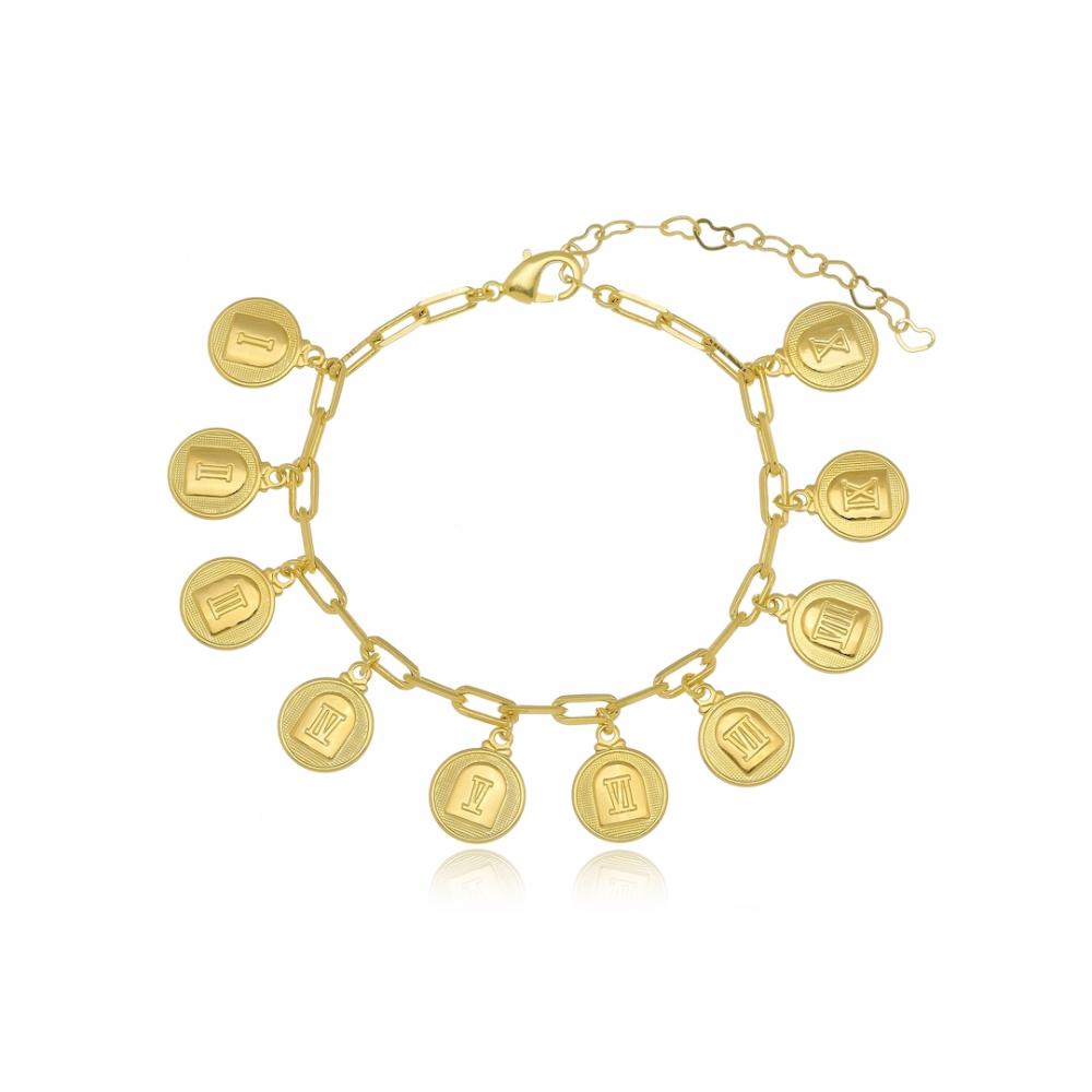 Pulseira dez 10 mandamentos banhada a ouro 18k 