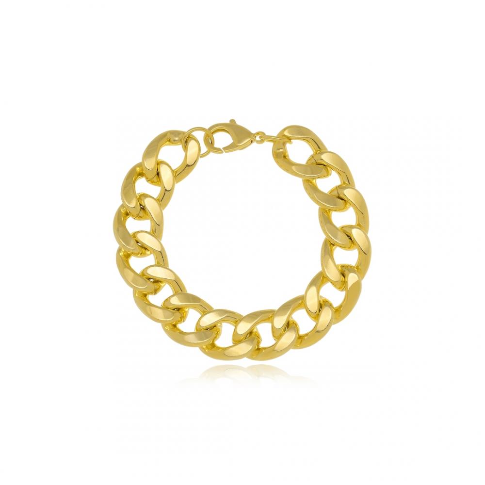 Pulseira correntaria de elos banhada a ouro 18k