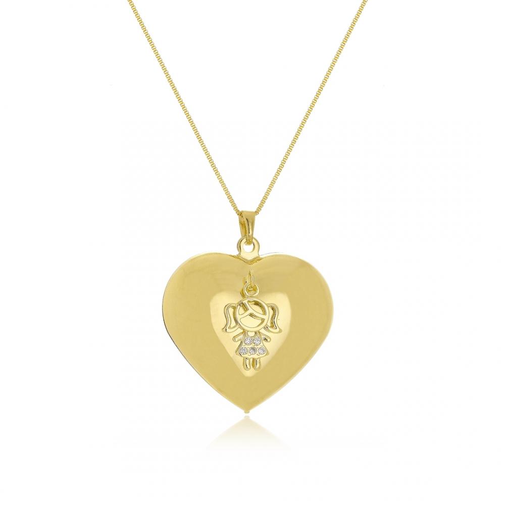 Colar personalizado com menino e menina banhado a ouro 18k 