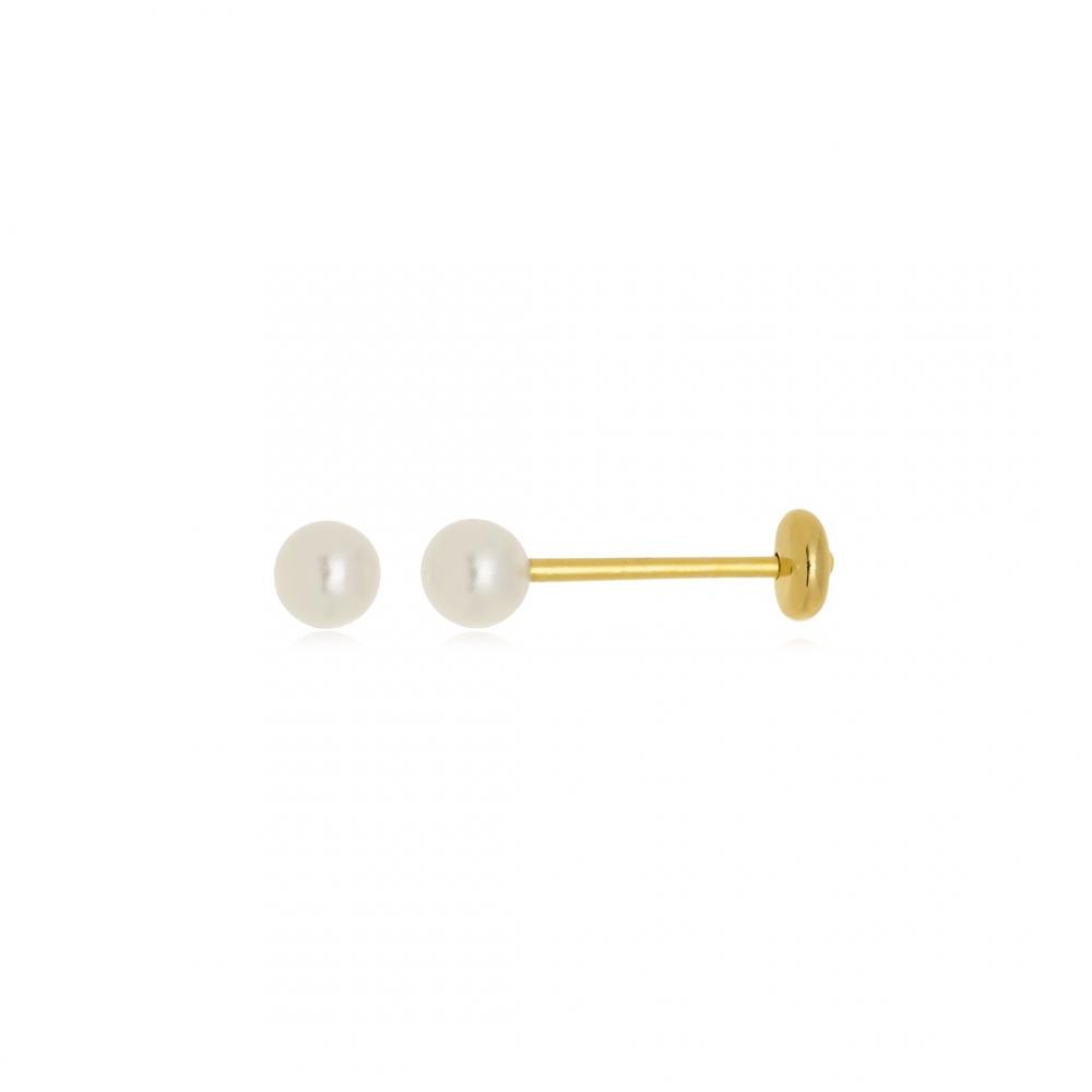 Brinco infantil de pérola banhado a ouro18k
