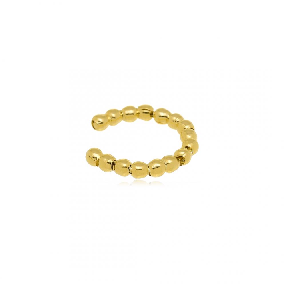 Brinco Piercing  Fake de pressão com mini bolinhas banhado a ouro 18k