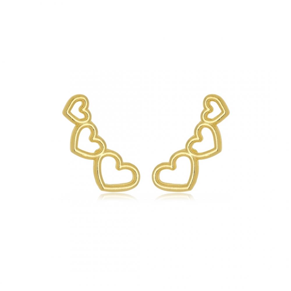 Brinco earcuff  de coração  folheado a ouro 18k 