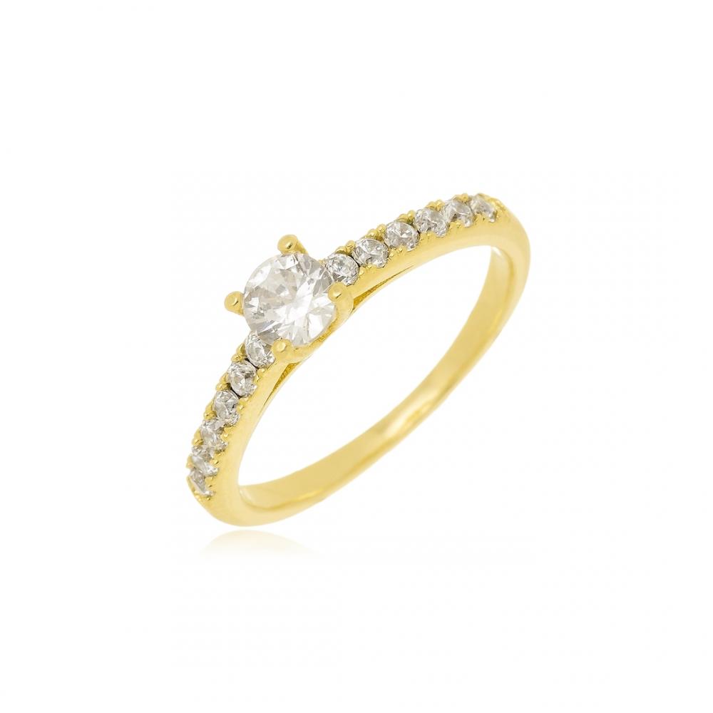 Anel cravejado com zircônia Folheado a ouro18k