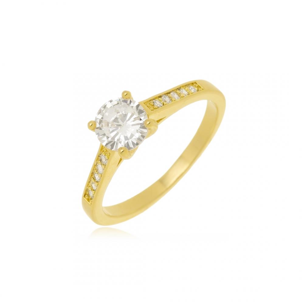 Anel cravejado com zircônia Folheado a ouro18k