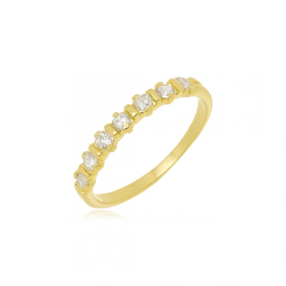 Anel aparador de aliança cravejado com zircônia banhado a ouro 18k