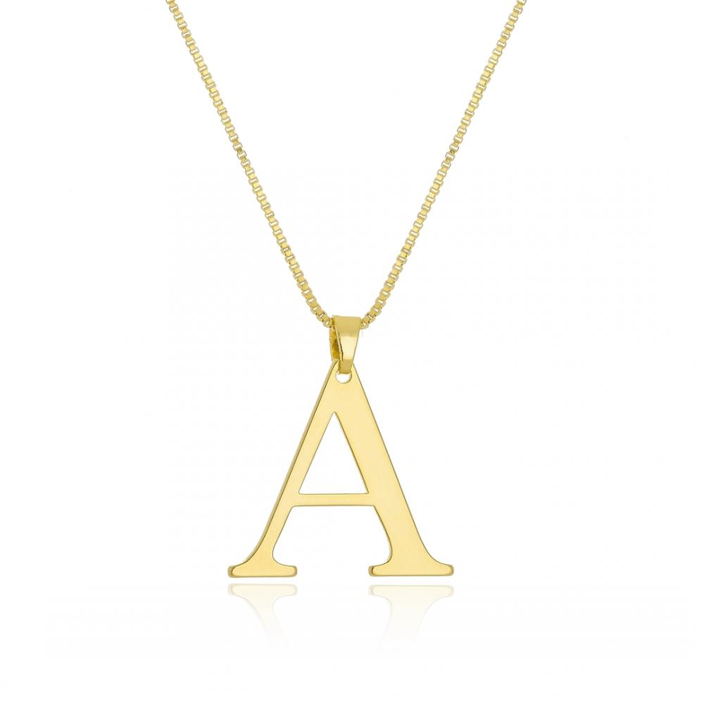 Colar personalizado com letra banhado a ouro 18k