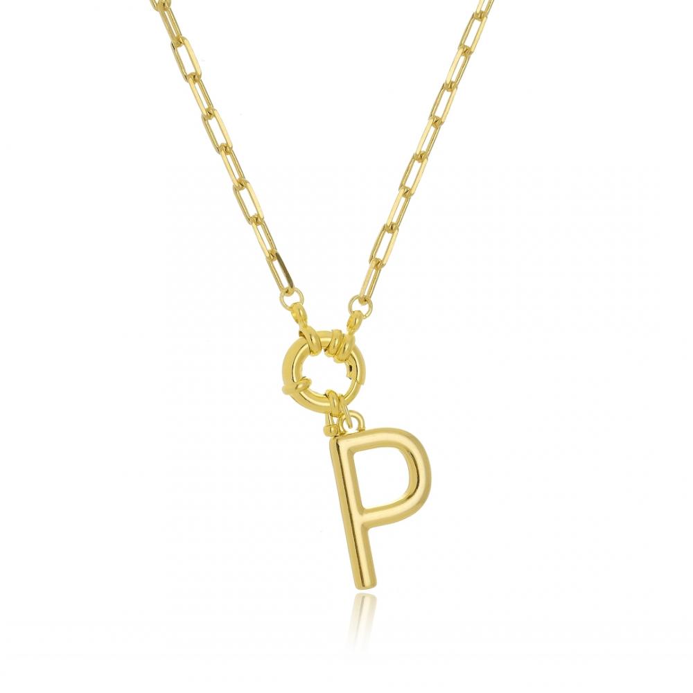 Colar com pingente de letra personalizado folheado a ouro 18k