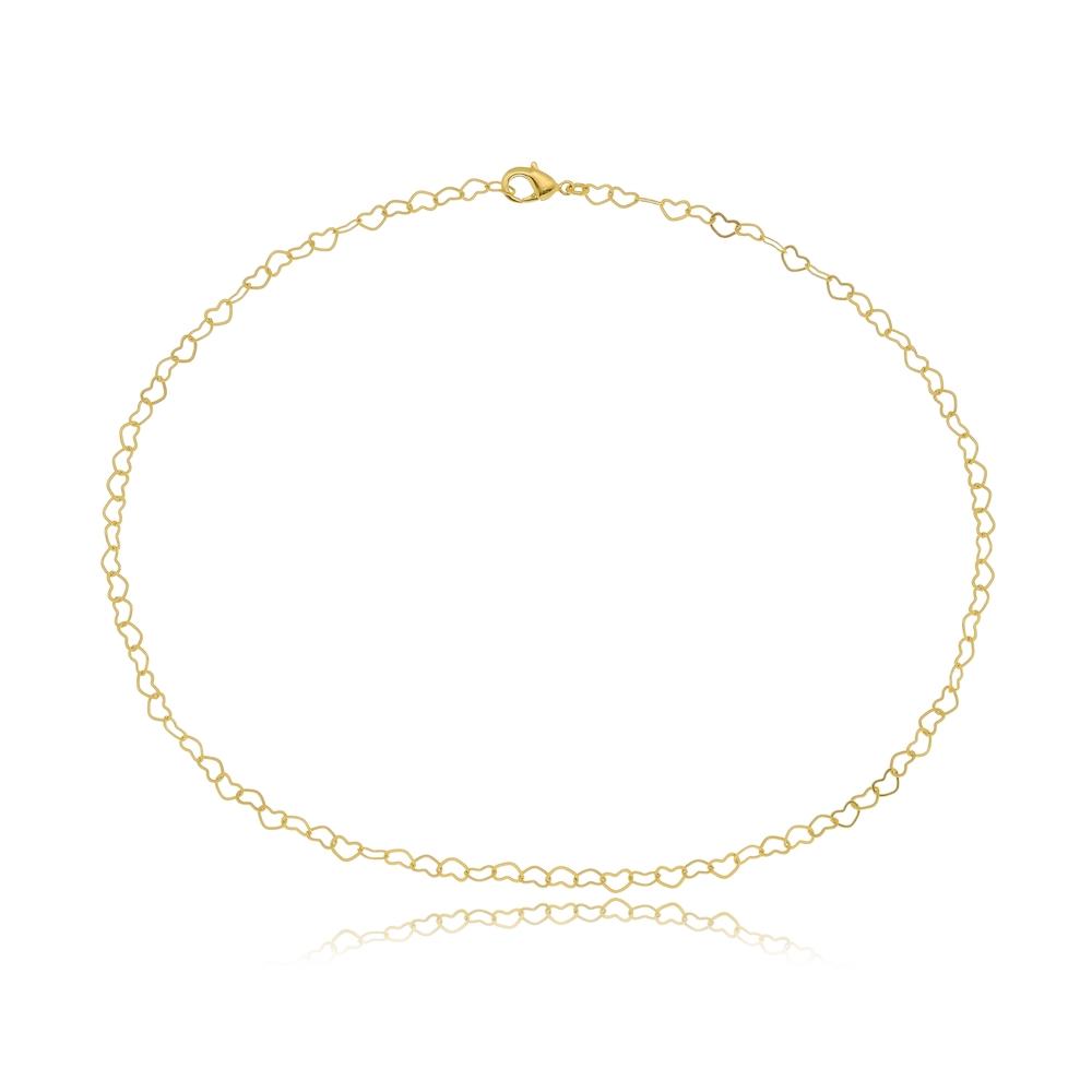 Choker elo pequenos de corações banhado a ouro 18k