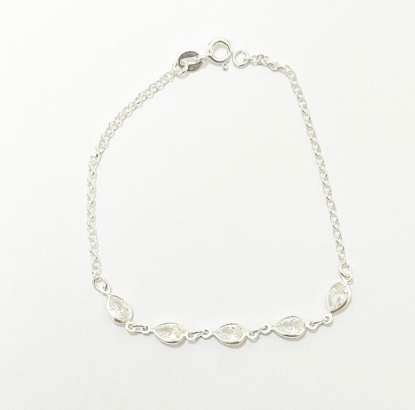 Pulseira com zircônia cristal de prata 925