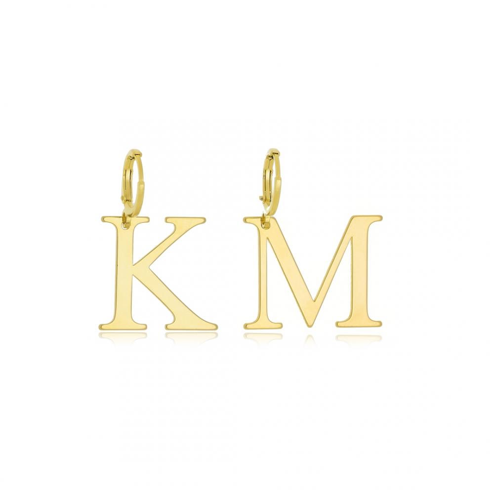 Brinco argola click personalizado folheado a ouro 18k