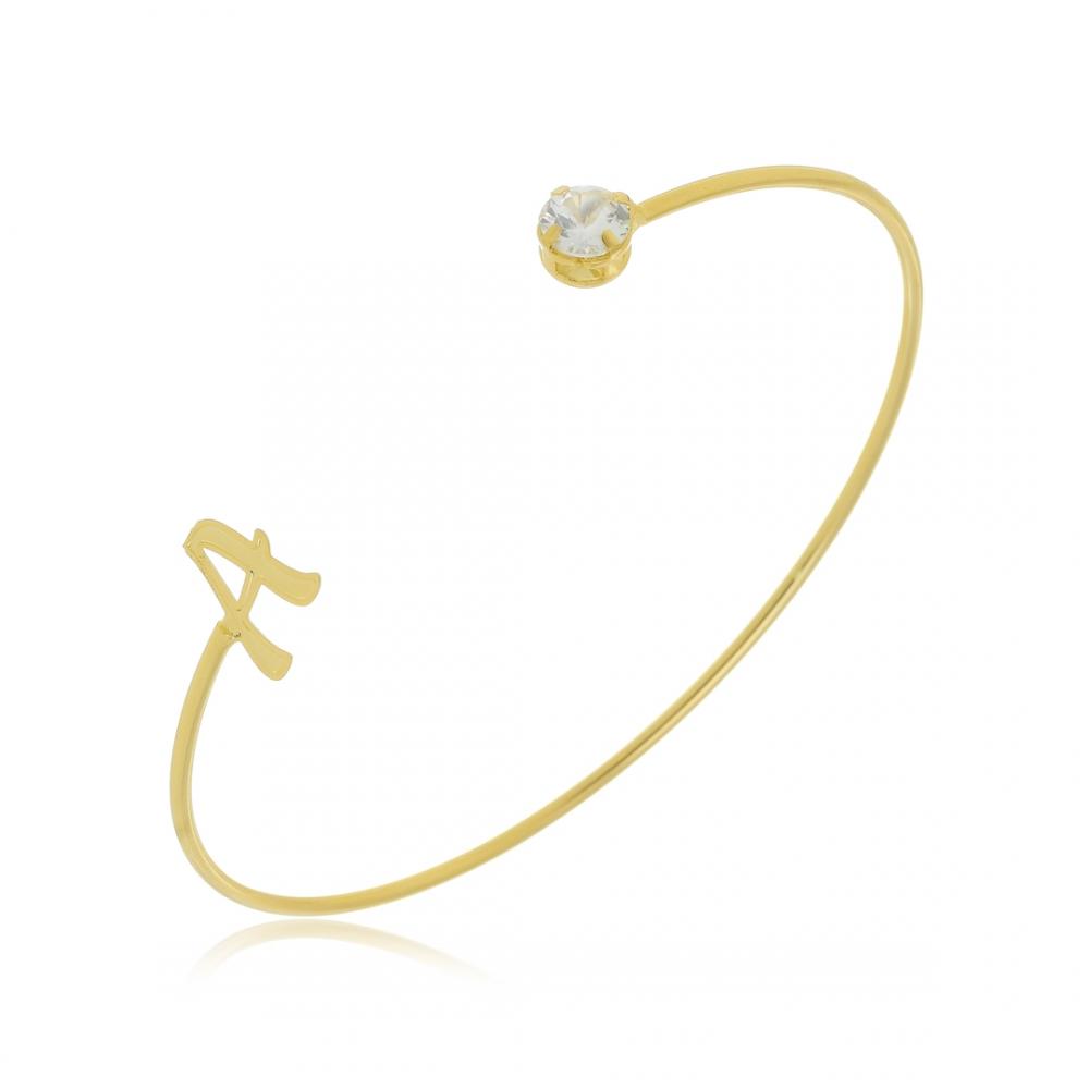 Bracelete personalizado com letra banhada a ouro 18k