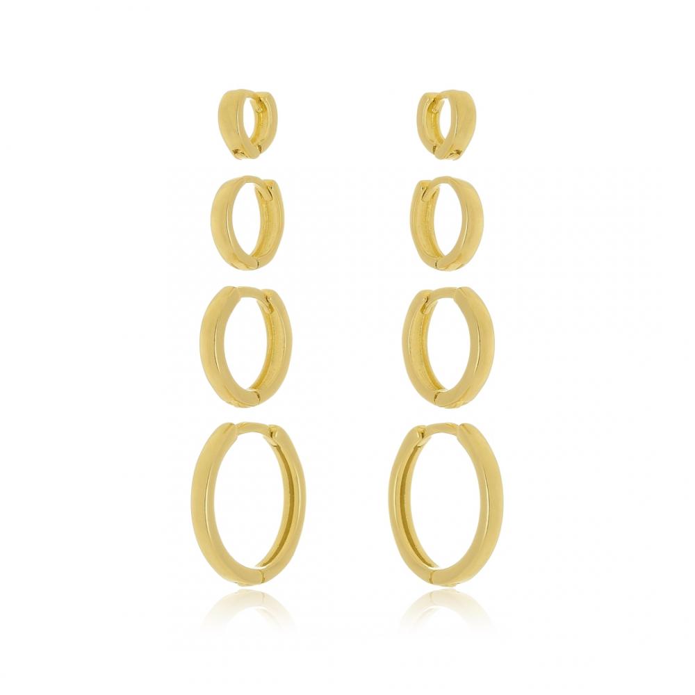 Quarteto de argola  folheado a ouro 18k 