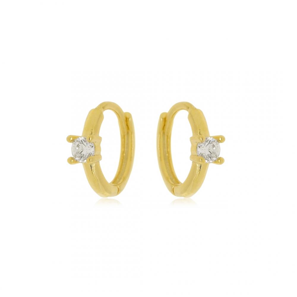 Argola infantil com ponto de luz folheada a ouro 18k 