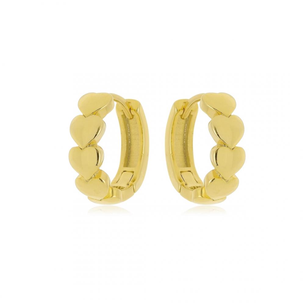 Argola com coração liso folheada a ouro 18k 