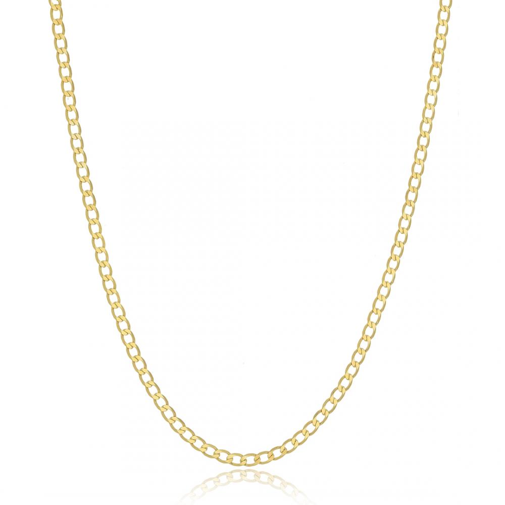 Colar longo com corrente grumet folheado a ouro 18k 