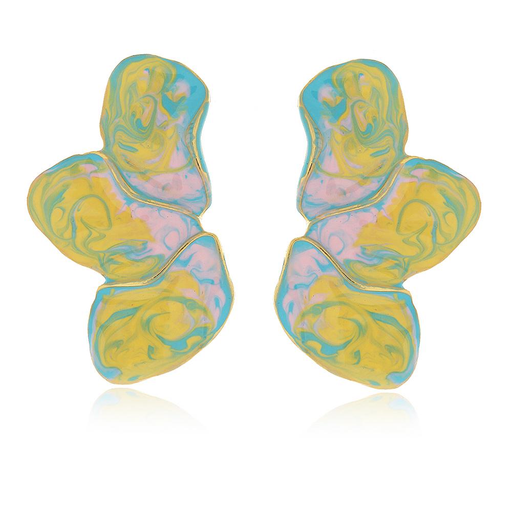 Brinco resinado tie-dye folheado a ouro 18k 