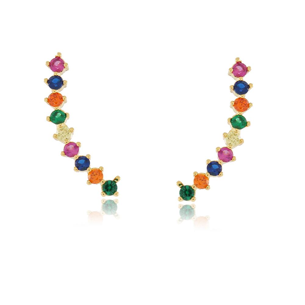 Brinco earcuff cravejado folheado a ouro 18k 