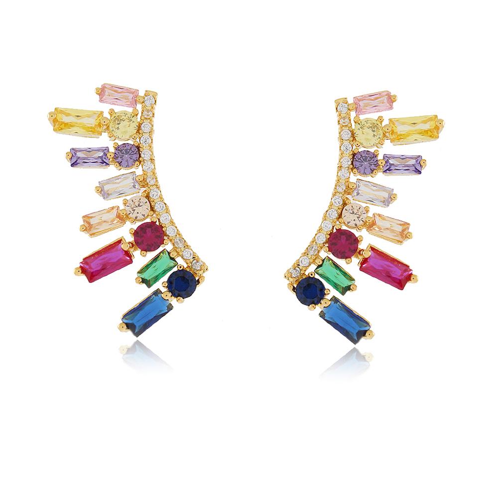 Brinco earcuff cravejado folheado a ouro 18k 