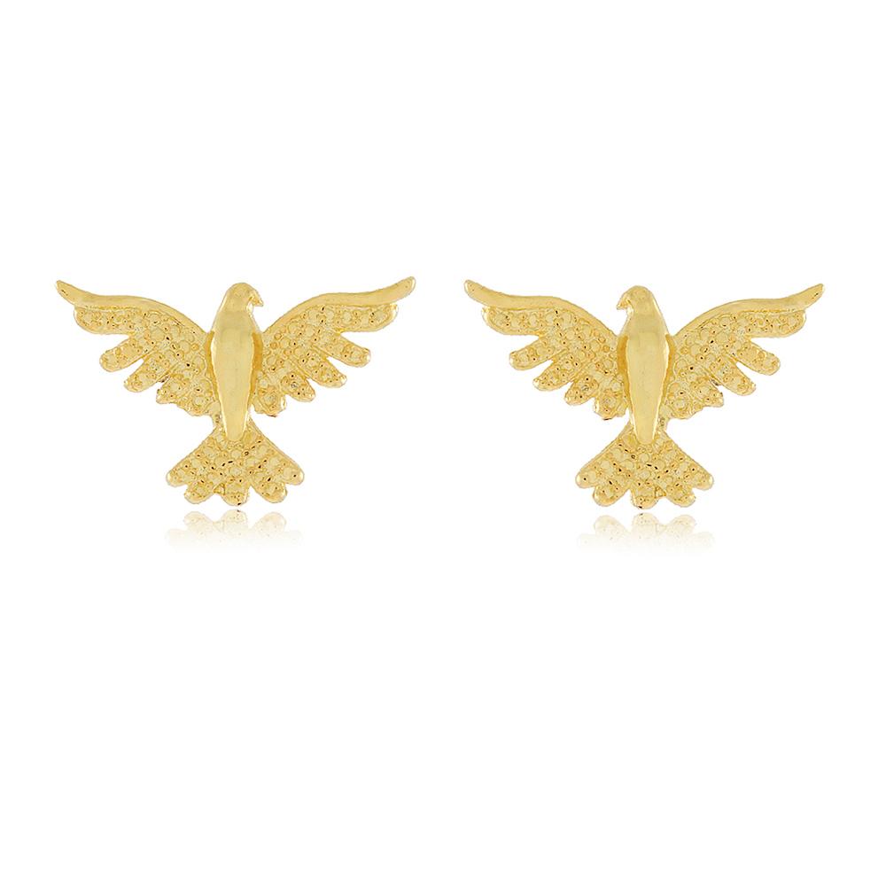 Brinco de pomba do Espirito Santo grande folheado a ouro 18k 