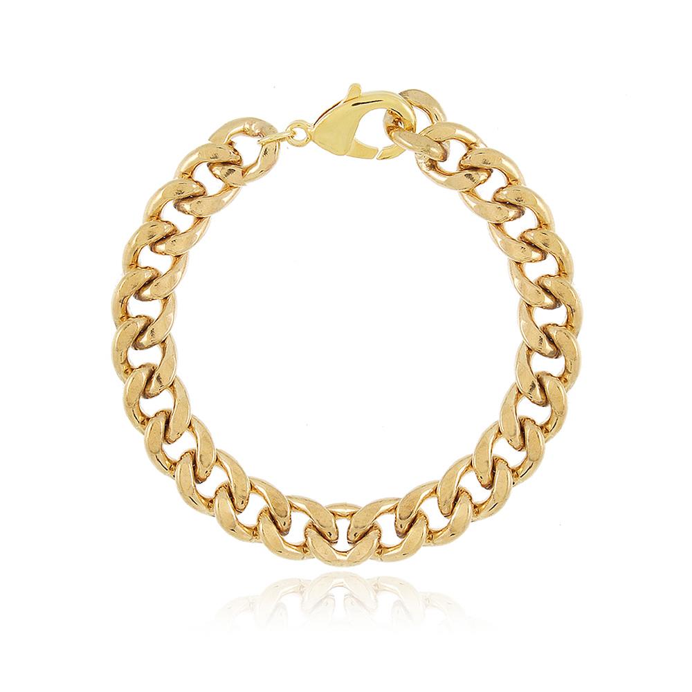 Pulseira Bia de elos diamantados banhada a ouro 18k