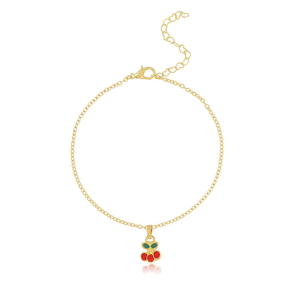 Colar infantil com pingente de cereja banhado a ouro 18k 