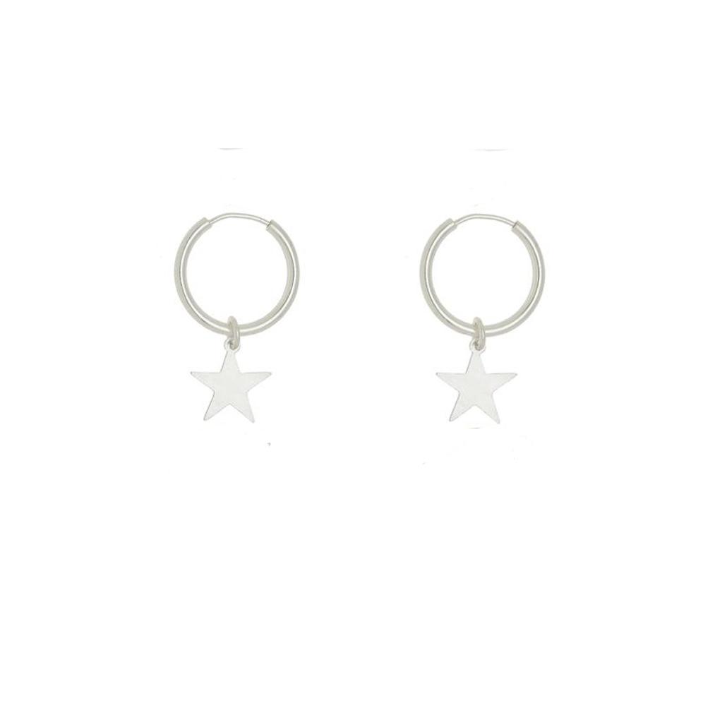 Argola com pingente de estrela de prata 925