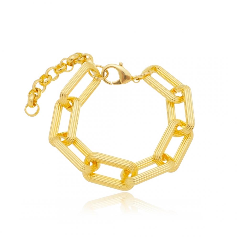 Pulseira de elos grandes banhada a ouro 18k